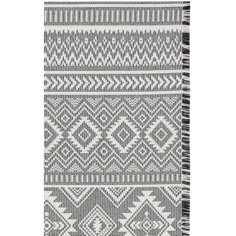Tapis ivoire / noir Belniak, Tapis de couloir 2 pi x 9 pi