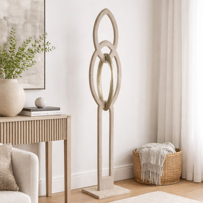 Grande statue géométrique en bois avec base en travertin Albrechtice