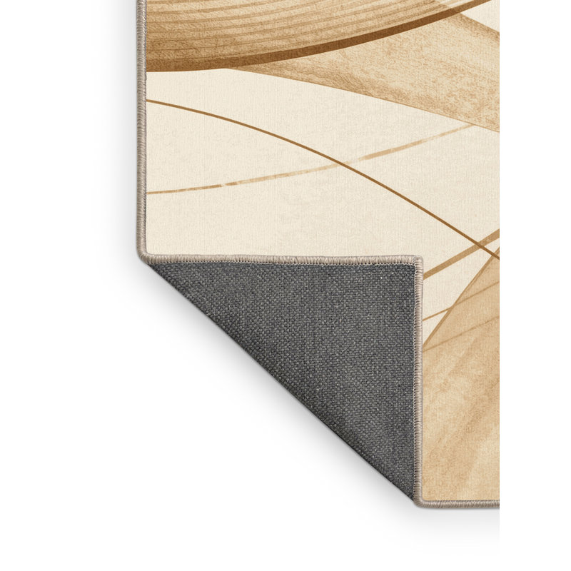Tapis beige moelleux moelleux et moelleux Earls, Rond 3 pi