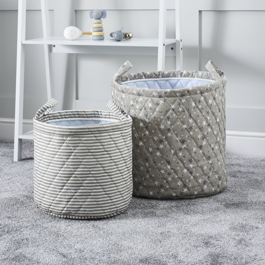 Ickle Bubba Quilted Storage Baskets (Cosmic Aura) | Pack of 2 Stylish Cotton Baskets for Toys, Nursery, Bedroom & Living Room Organisation - Image 2