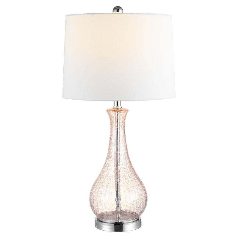 Glass Table Lamp, Light Blush Crackle