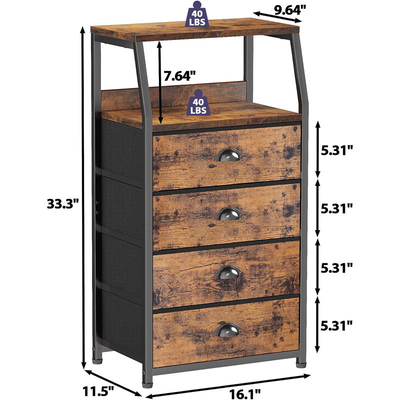 Aachal 16.1'' W Metal Nightstand