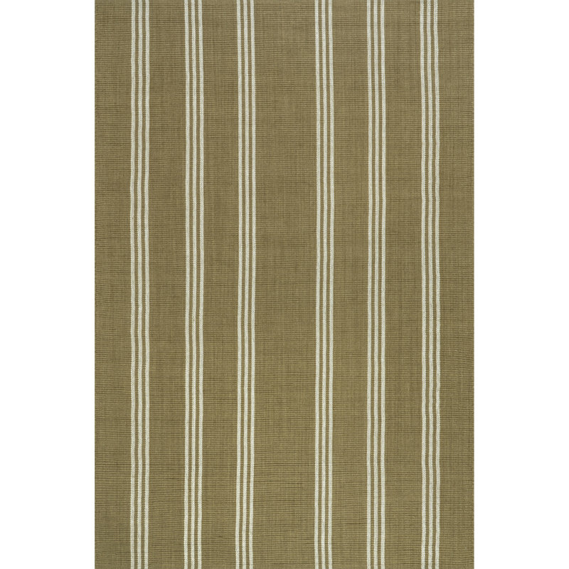 Handmade Olive Green Wool Rectangular Striped Area Rug 4' x 6'