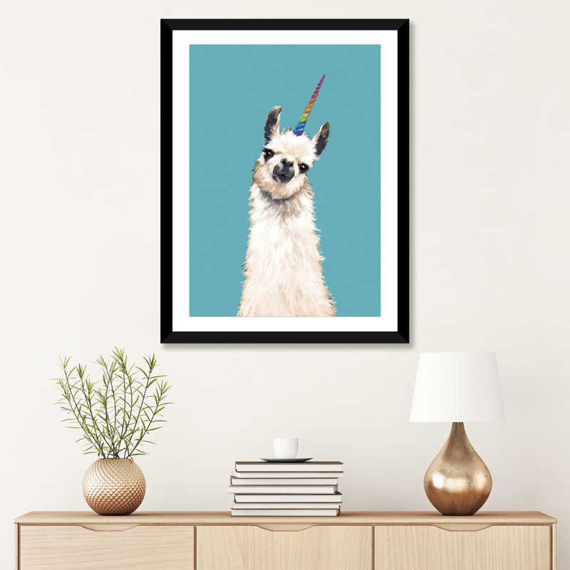 Art encadré licorne, H 32 po x l 24 po x P 1 po, Papier encadré noir