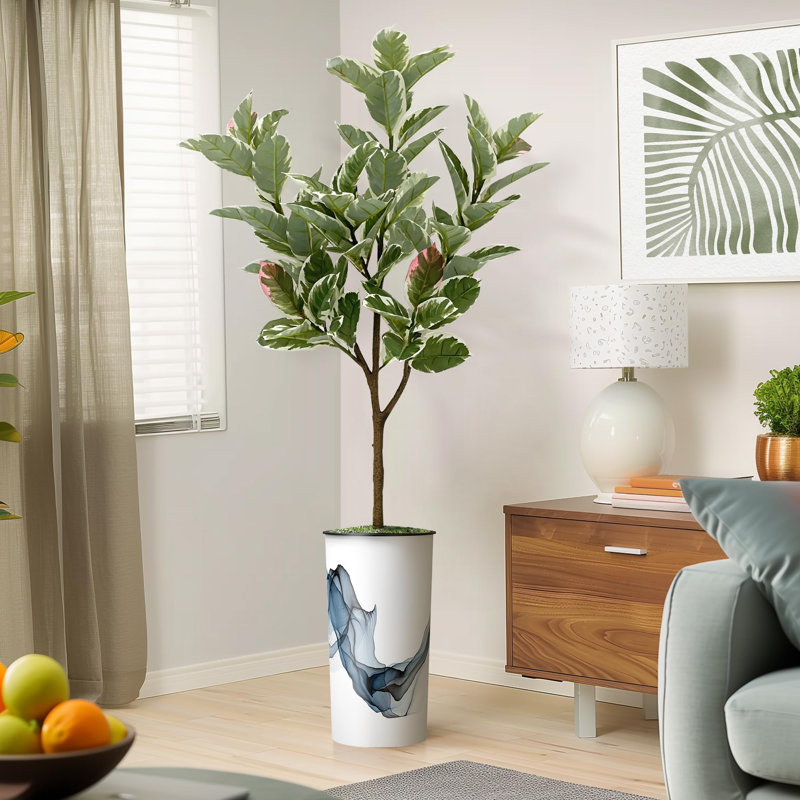 Arbre artificiel en fleur noire et blanche, Bleu fumé