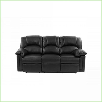 Canapé inclinable contemporain en cuir reconstitué noir de 80 pouces Motion | Noir | Cuir retravaillé | Métal