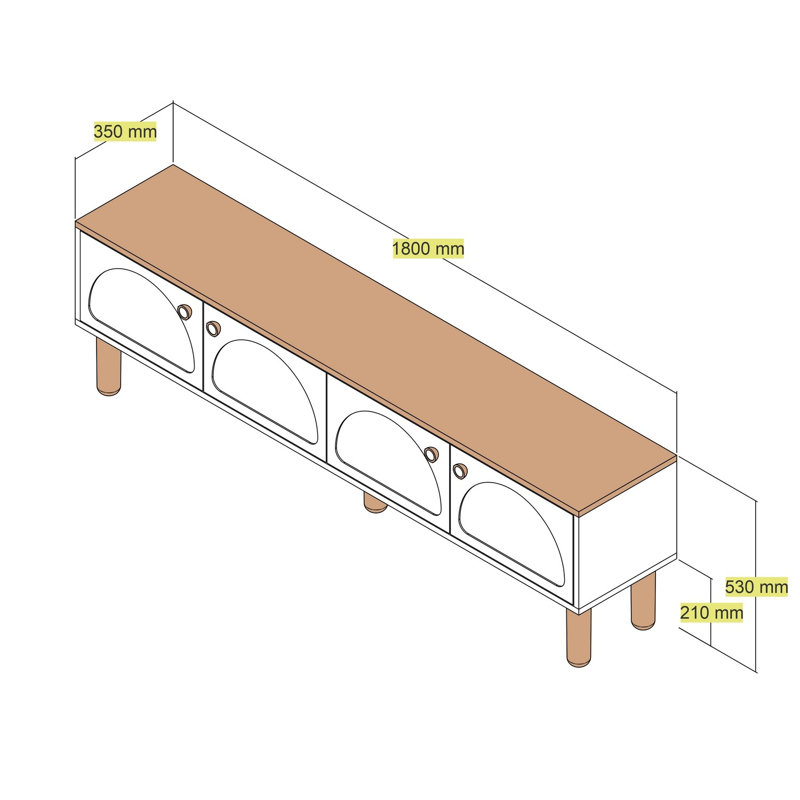 Modern TV Stand with Wall-Mount Option, White, 70.9 x 20.9 x 13.8 inches | 100% Melamine Coated Particle Board, Thickness: 0.7 inches | Numerous Shelves for Storage, Stylish Geometric Design for Contemporary Homes