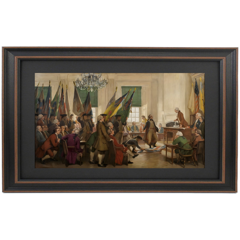 Drapeaux capturés de Yorktown posés aux pieds du Congrés par John Ward Dunsmore, H 25 po x l 36 po