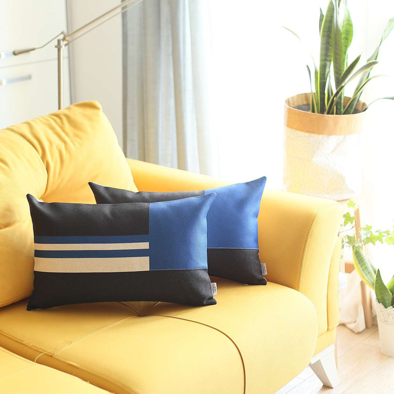 Insert de coussin réversible , Bleu géométrique