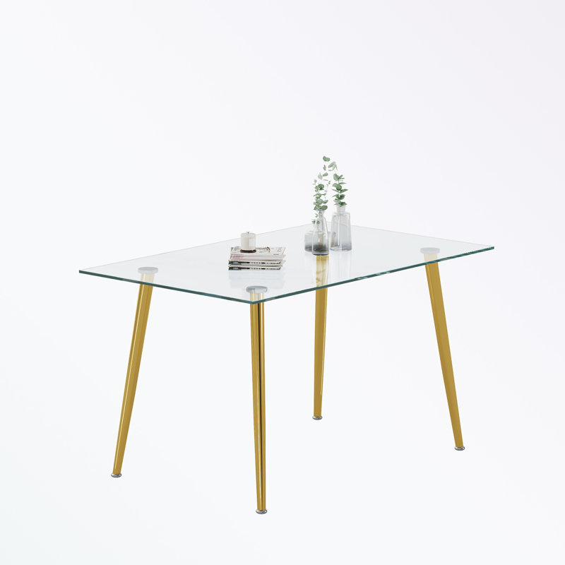Table de salle à manger Kinnen, H 29,5 po x L 63 po x l 35,4 po, Doré