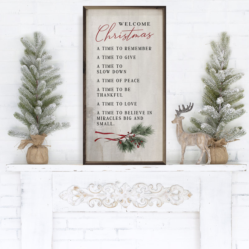 Welcome Christmas A Time Greenery Whitewash, L 12 po x H 24 po