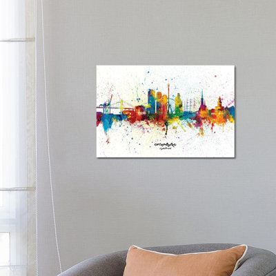 Gothenburg Sweden Skyline Splash by Michael Tompsett - Wrapped Canvas Print