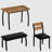 Dining Table Set for 4, Sturdy Wooden Kitchen Table with Chamfer Design and Metal legs, Upholstered Bench-1216015258