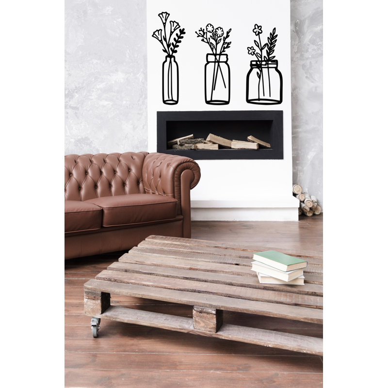 Decorative Metal Wall Accessory Set (3 Pieces), Black, Includes Sizes: 7.1 x 19.3 in, 7.9 x 17.3 in, 7.5 x 16.9 in | 100% Metal, Thickness: 0.06 in | No Mounting Required, Perfect for Modern Home Decor & Unique Accent Pieces