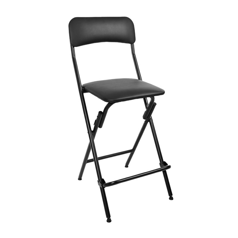 24'' Foldable Bar Stool Vinly Padded Folding Chair, 1