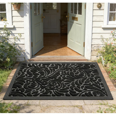 Heavy Duty Outdoor Hailee 29.5X17 Inch, Waterproof Non-Slip Entrance Mat For Front Door Garage Patio, Deep Groove Design Easy Clean All-Weather Doormat