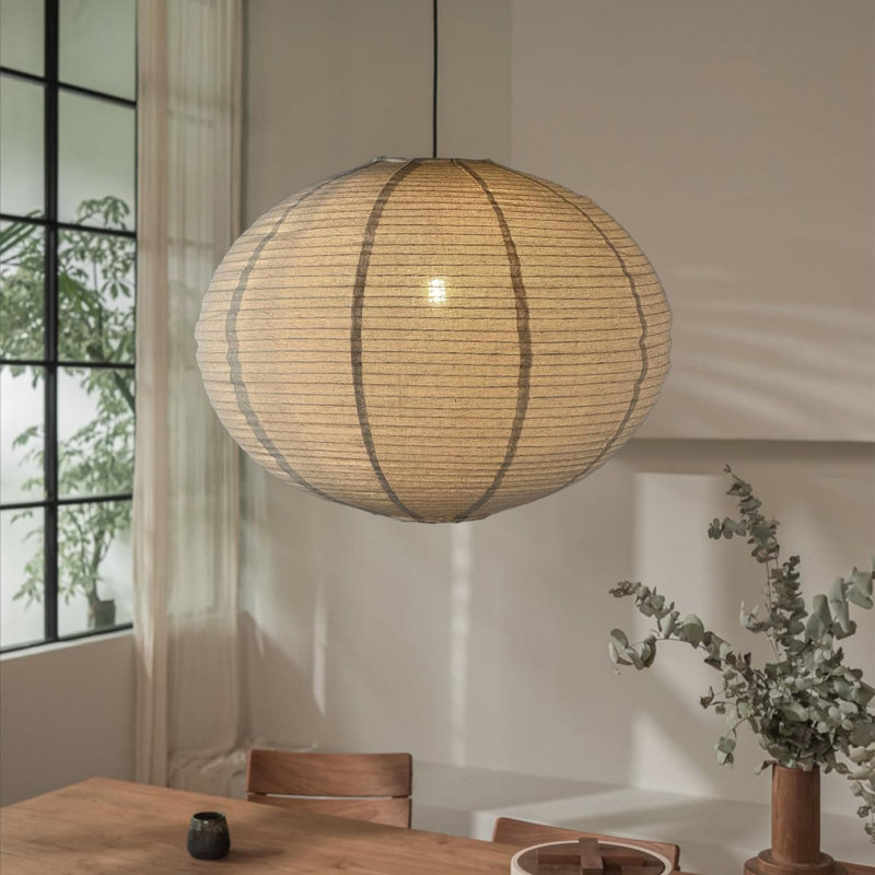 Luminaire suspendu enfichable avec douille E26, lampe de décoration en lin fabriquée à la main de 20 pouces pour la décoration de plafond d'intérieur dans la chambre à coucher, le salon et le couloir