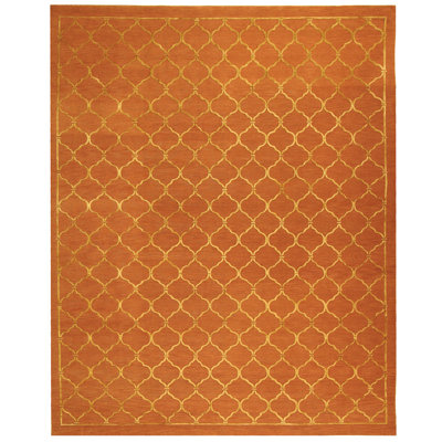 West Bromwich Geometric Hand-Knotted Rust Area Rug