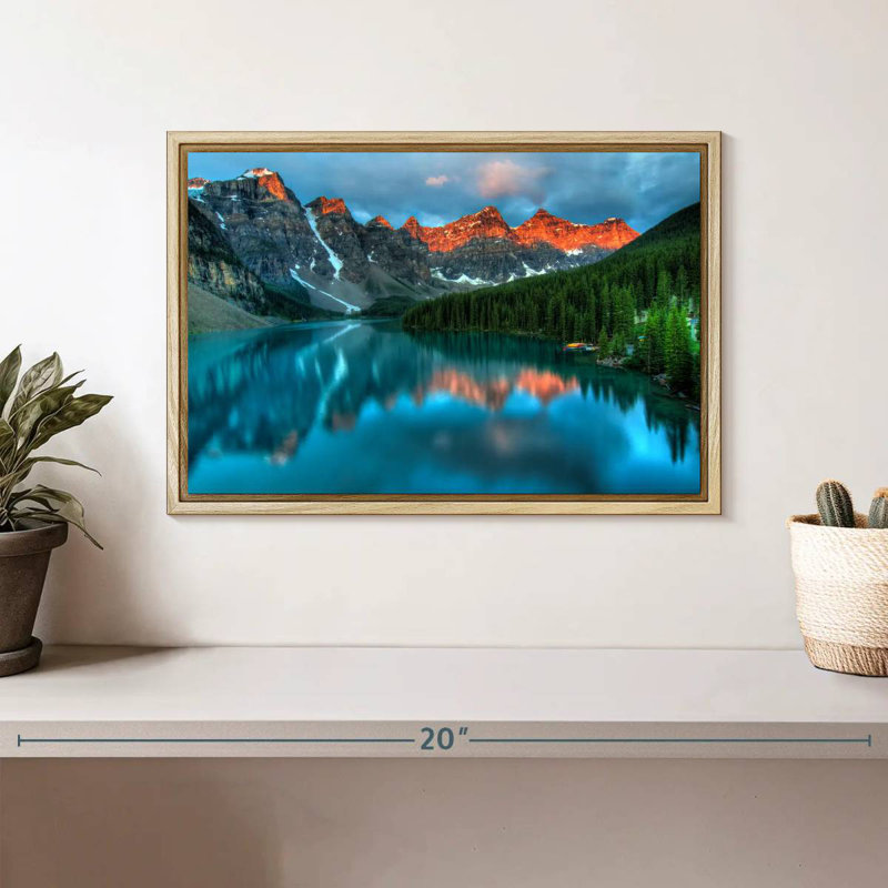 Tranquil Moraine Lake, Cadre flottant en bois naturel, 13 po x 9 po