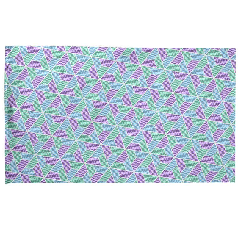 Serviette à thé trapézoïdals Mcguigan, Bleu, mauve et vert, Sergé de coton