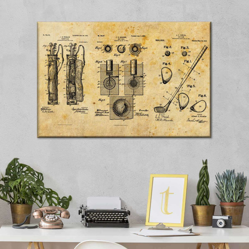 Ensemble de golf brevet sur toile, H 16 po x l 24 po x P 1,25 po