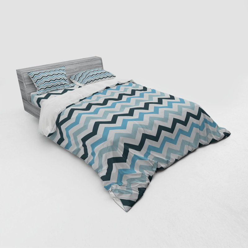 Ensemble de housse de couette moderne et contemporaine en microfibre bleue, Housse de couette grand + 3 pièces supplémentair