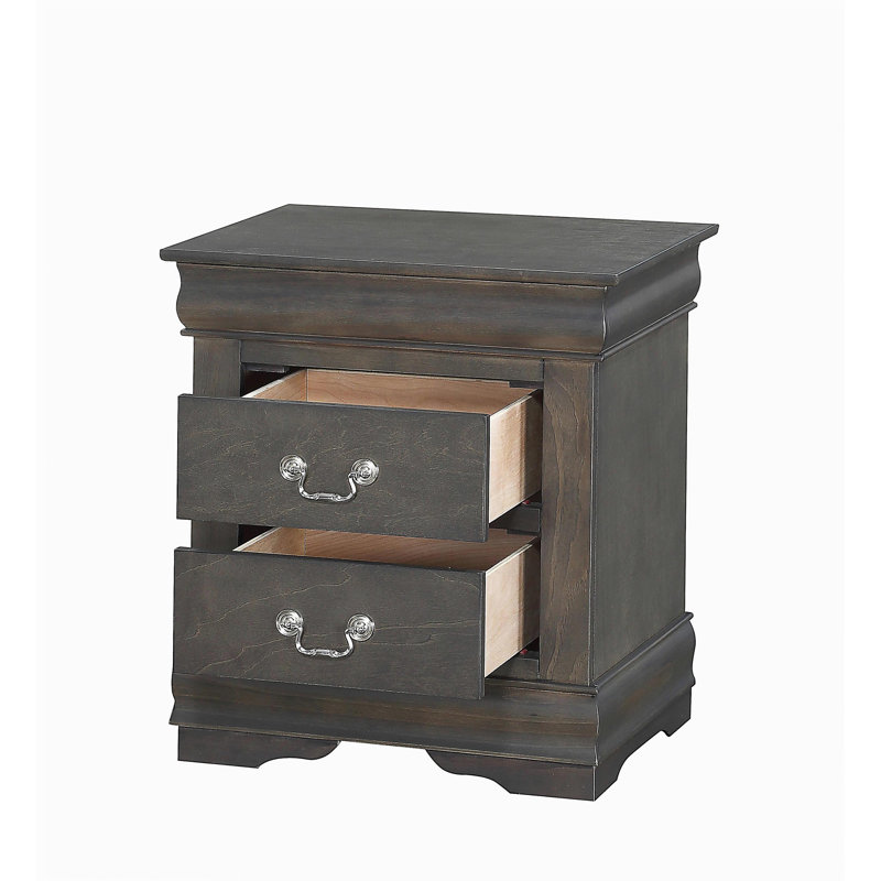 Table de chevet 2 tiroirs gris foncé