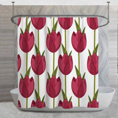 Rideau de douche tulipes - Décoration florale de salle de bain scandinave