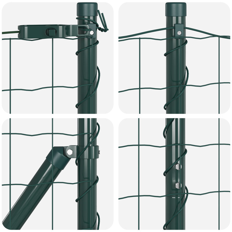 Galvanized Steel Border Fencing, Green, 140 x 1000 x 0.2 cm