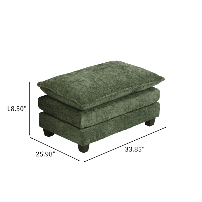 Repose-pieds rembourré en chenille, module de repose-pieds pour canapé modulaire, Vert