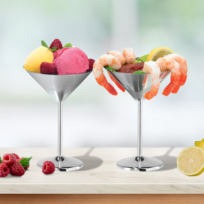 Ensemble de 2 verres à martini en acier inoxydable 8 oz Oggi Barware
