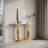 43.3-inch Narrow Console Table with Imitation Marble Top and Gold Metal Frame, Perfect for Modern Living Spaces and Small Areas.