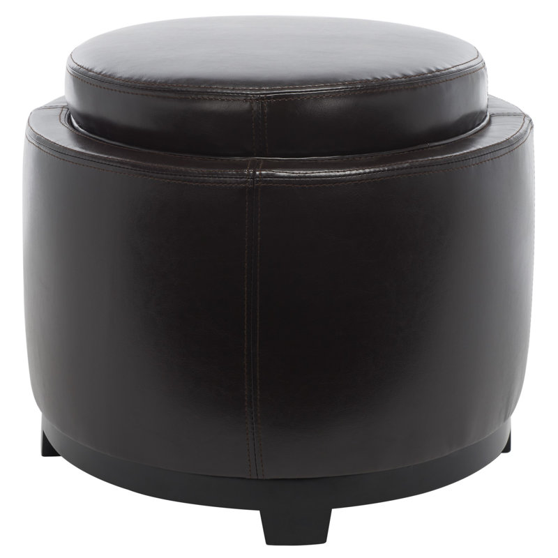 Maiden Upholstered Ottoman, Brown Faux Leather