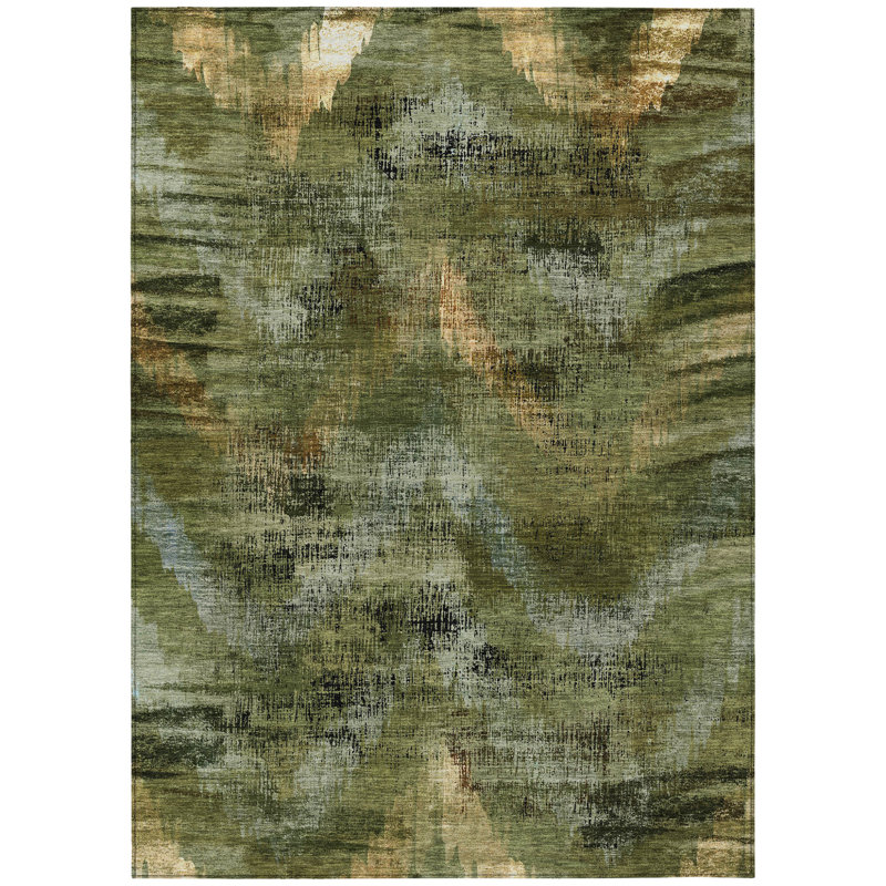 Tapis intérieur lavable abstrait doré 10 pi x 14 pi