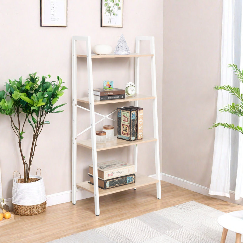  Industrial 4-tier Bookshelf, Freestanding Rustic Display Bookcase Storage Rack Shelf Plant Stand For Living Room Home Office