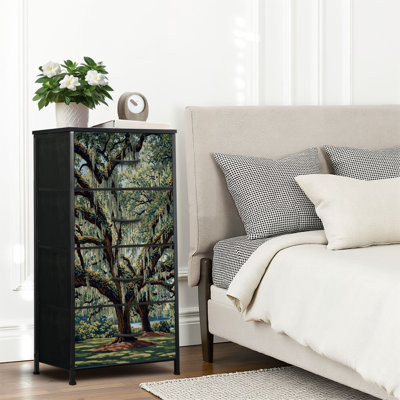 4 Drawer Dresser for Bedroom, Narrow Chest of Drawers, Wooden Top and Study Iron Frame 18"x37.5"-(WxH)