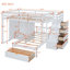 Lit superposé double au-dessus d'un lit simple en bois, solution de rangement moderne pour la famille