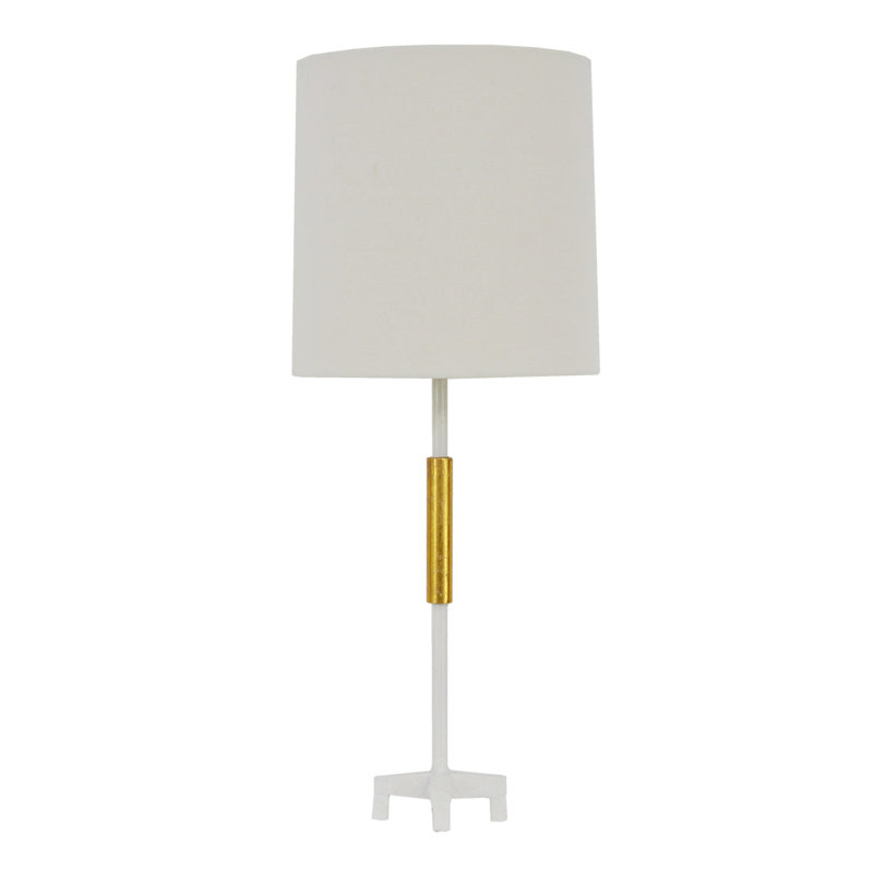 Aylan Table Lamp, White/Gold Leaf, White