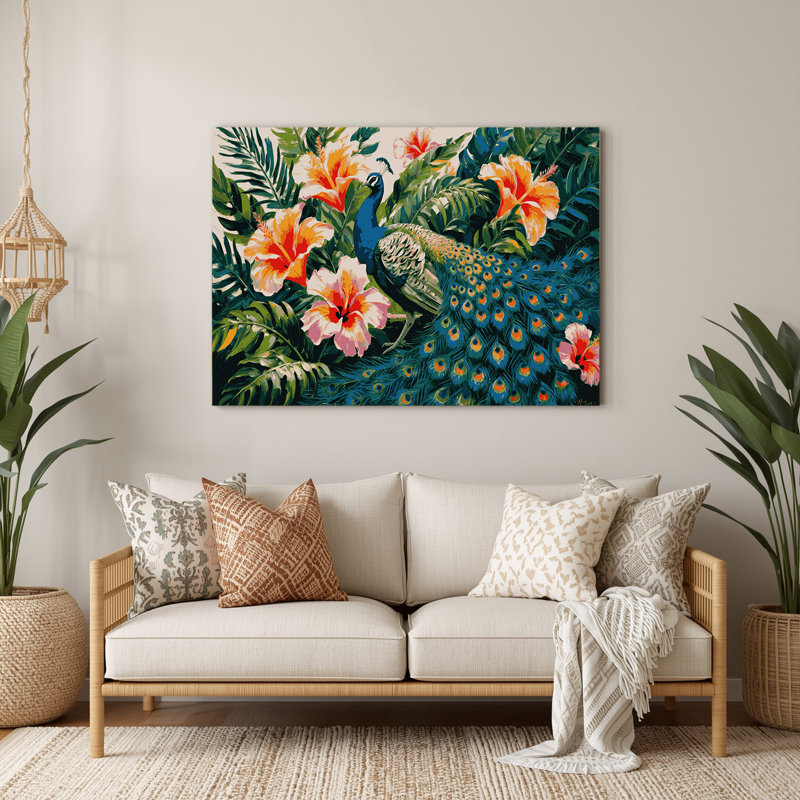 Hawaiian Peacocks, art mural vert en métal, H 12 po x l 18 po