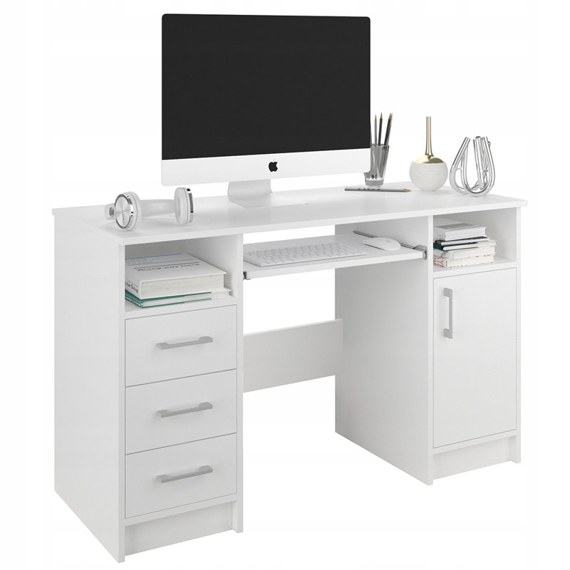 Ansaldo Computer Table, Highgloss Sand Grey