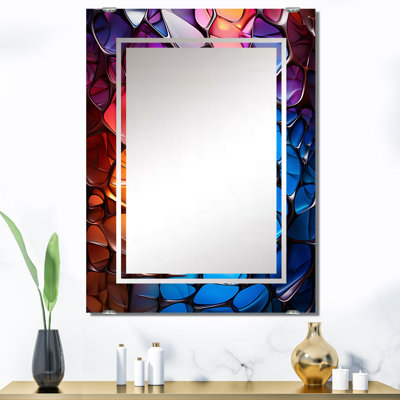 Colourful Opalescent Abstract Fractal Glass Relief I - Abstract Fractal Decorative Wall Mirror MIR137628