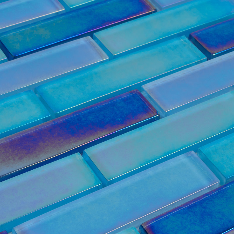 Carreau de mosaïque linéaire en verre 1 "x 4" Reflections, Bleu turquoise