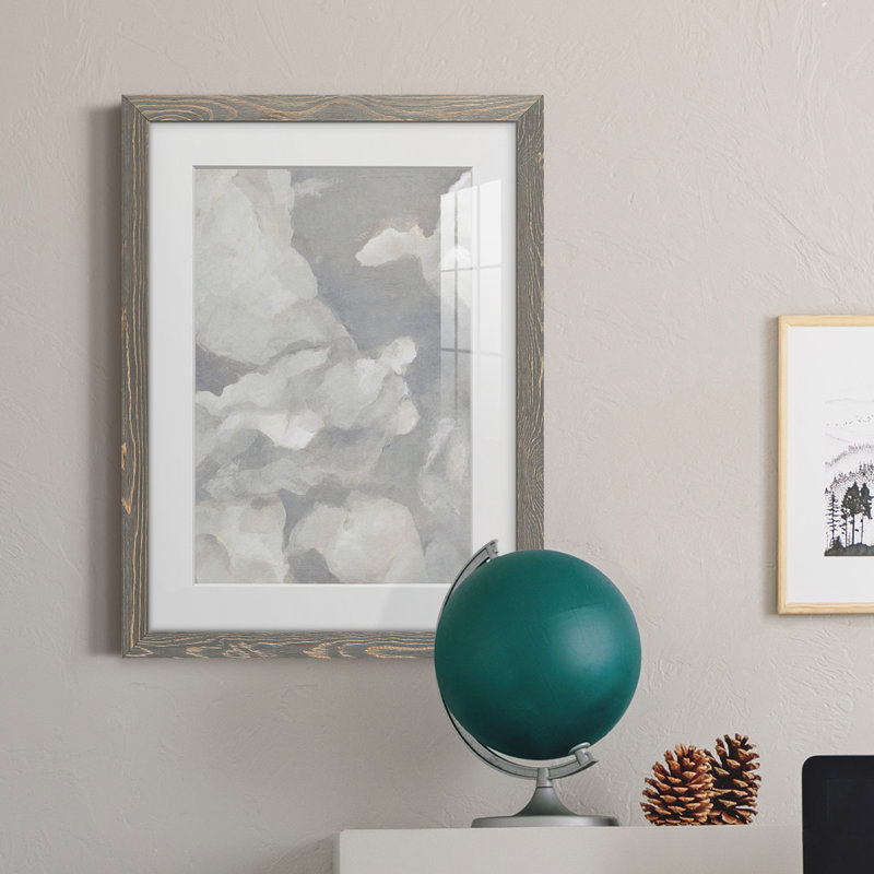 " Scattered Sky I " Painting Print, 20" H x 17" W x 1" D, Light Grey