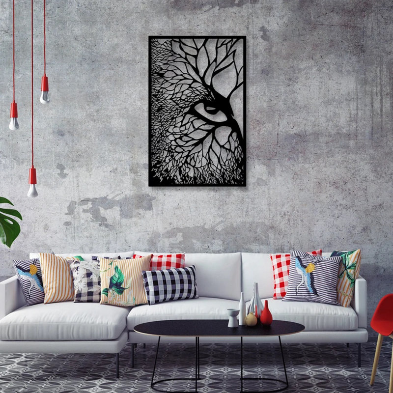 Handmade Traditional Plants & Flowers Wall Decor on Metal, Gold, 69cm H x 49cm W x 2cm D