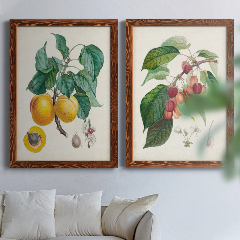 Abricot Peche - ensemble de reproduction d'art sur toile, Toile avec cadre érable, H 37,5 po x l 55 po x P 1,5 po
