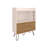 Tori 42" Tall One-Door Bar Cabinet with Three Cubbies, Three Shelves, Top Prep surface with Rail for Living room White - Natural Oak