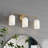 3 Light Brushed Gold Bathroom Light Fixtures with Frosted Glass