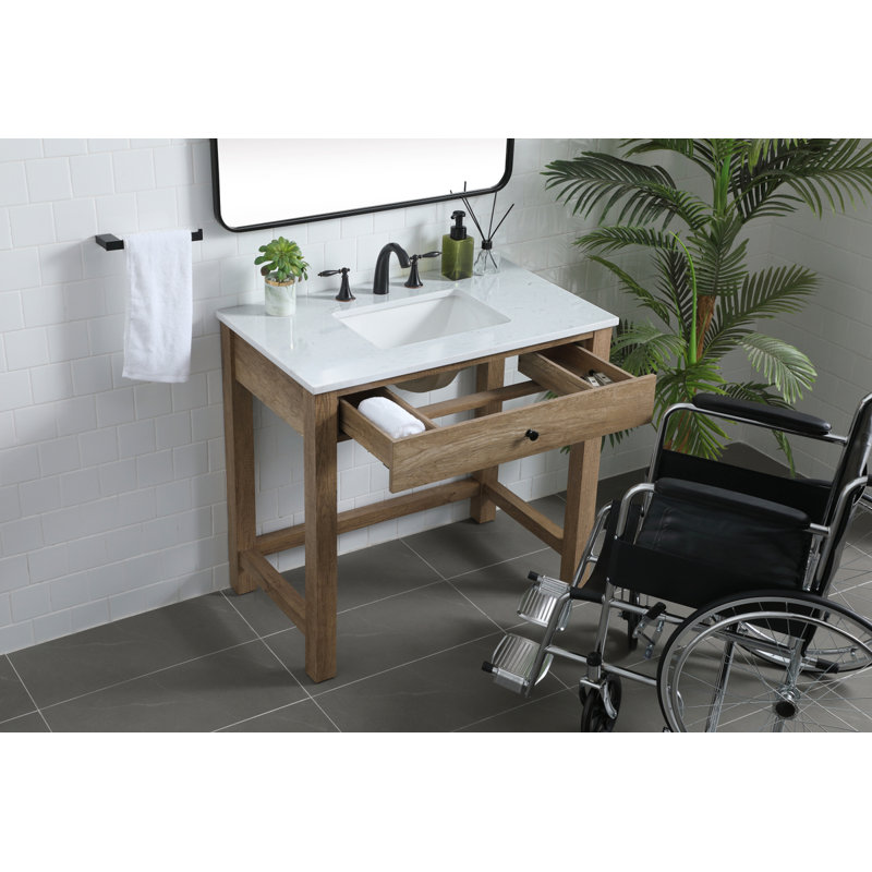 Hudson 36" Single Bathroom Vanity Set, Natural Oak
