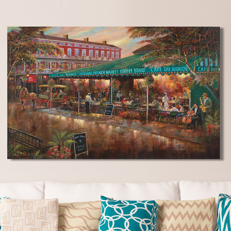 « cafe du monde », reproduction d’art sur toile tendue, H 28 po x l 48 po