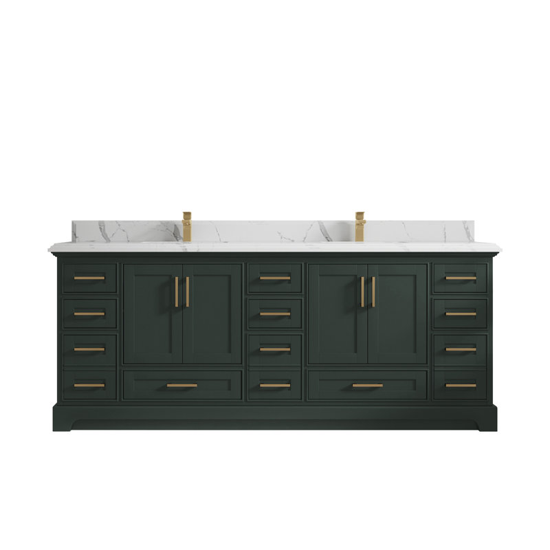 Ensemble de meuble-lavabo double 84 po, Blanc; gris